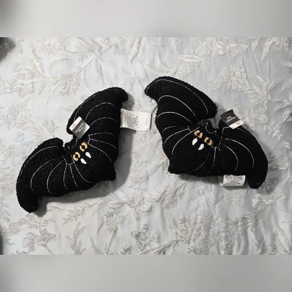 Bundle of two Decorative Halloween Boucle Bat Pillow, 22